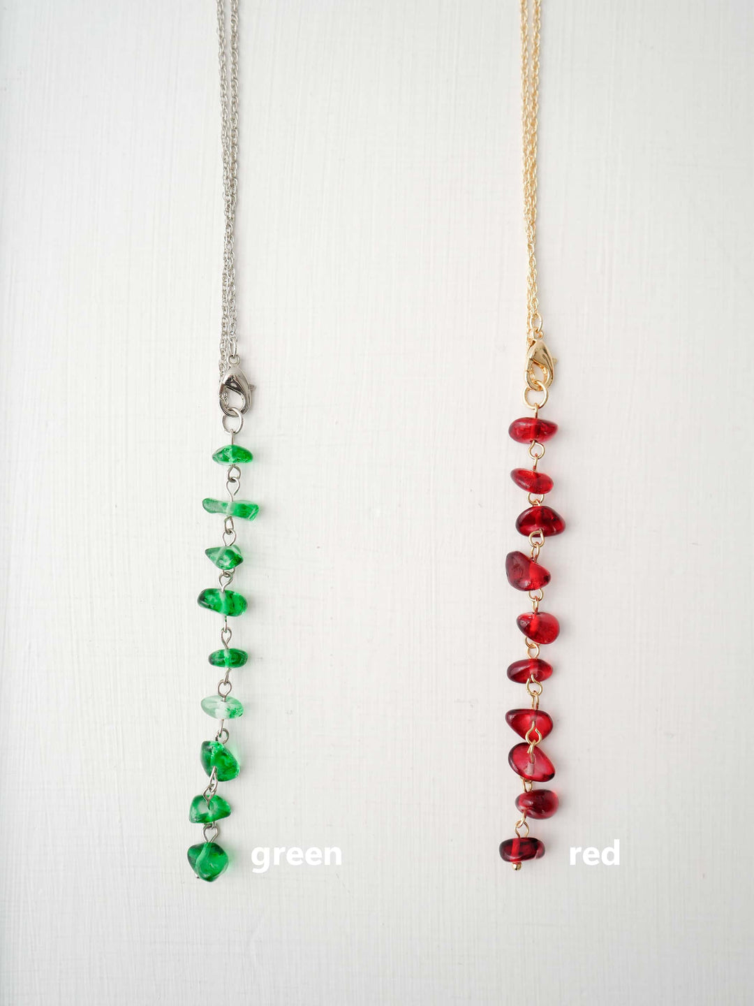[予約]カラーストーンネックレス/red