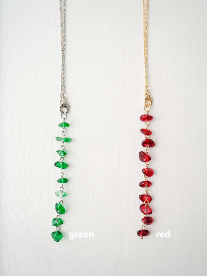 [予約]カラーストーンネックレス/red