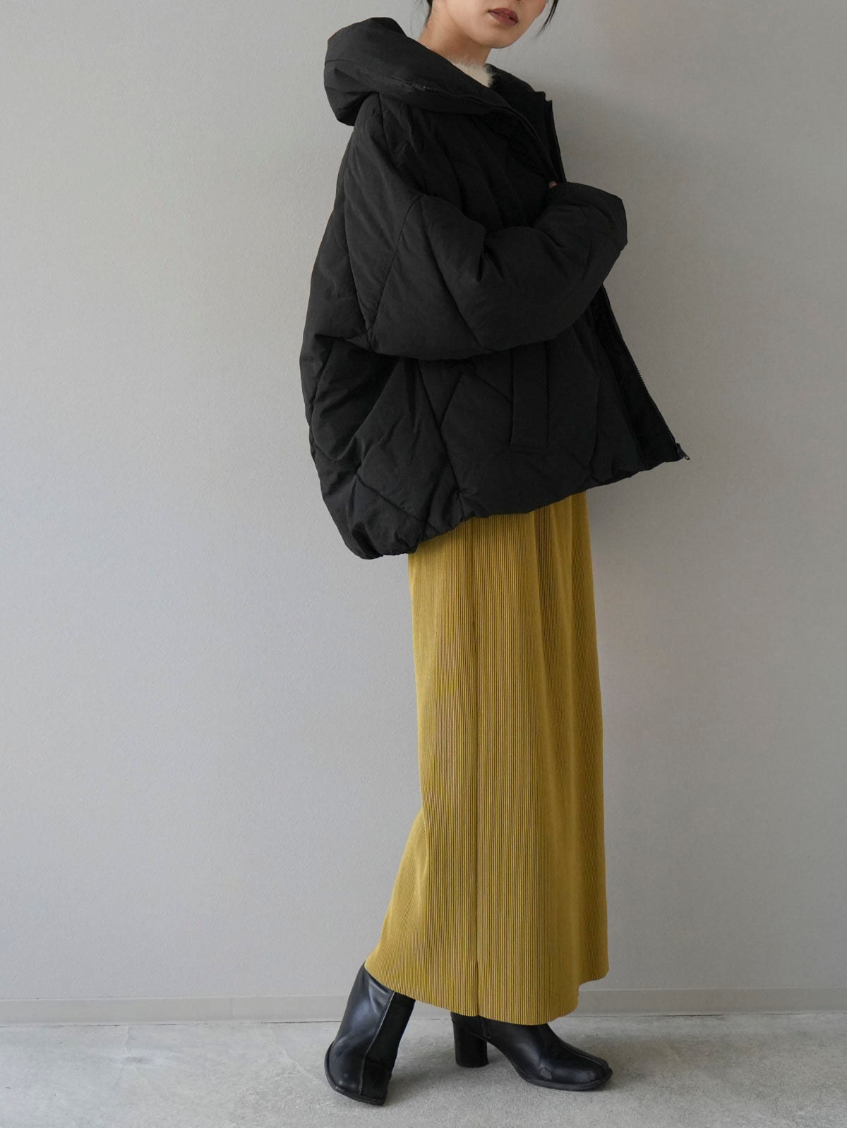 予約]ハイネックダイヤキルト中綿ダウンジャケット/ブラック – Lumier