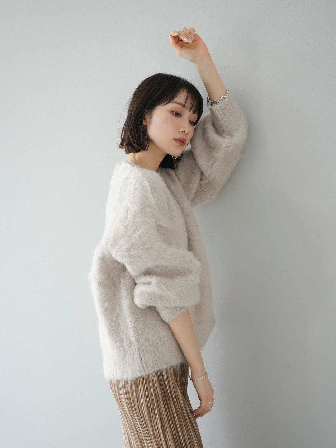 [Pre-order] Wool shaggy loose knit pullover/ecru