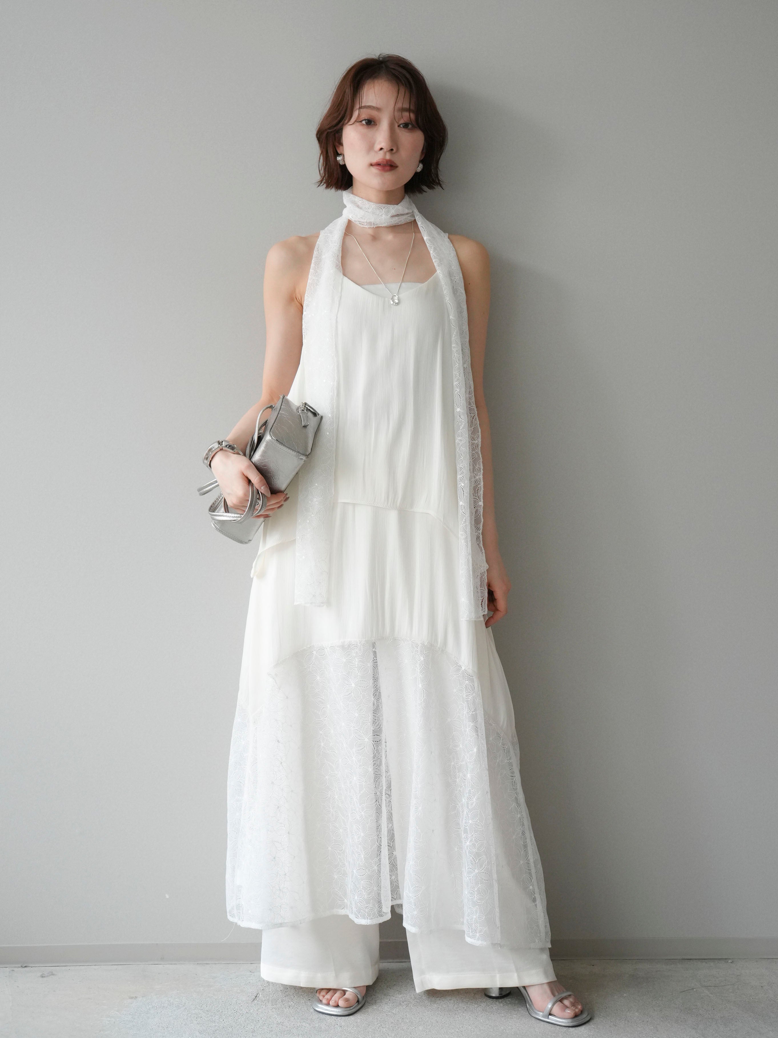 INDIA IS BEAUTIFUL レースティアードキャミ　ワンピース 予約]レースティアードキャミワンピース/white – Lumier