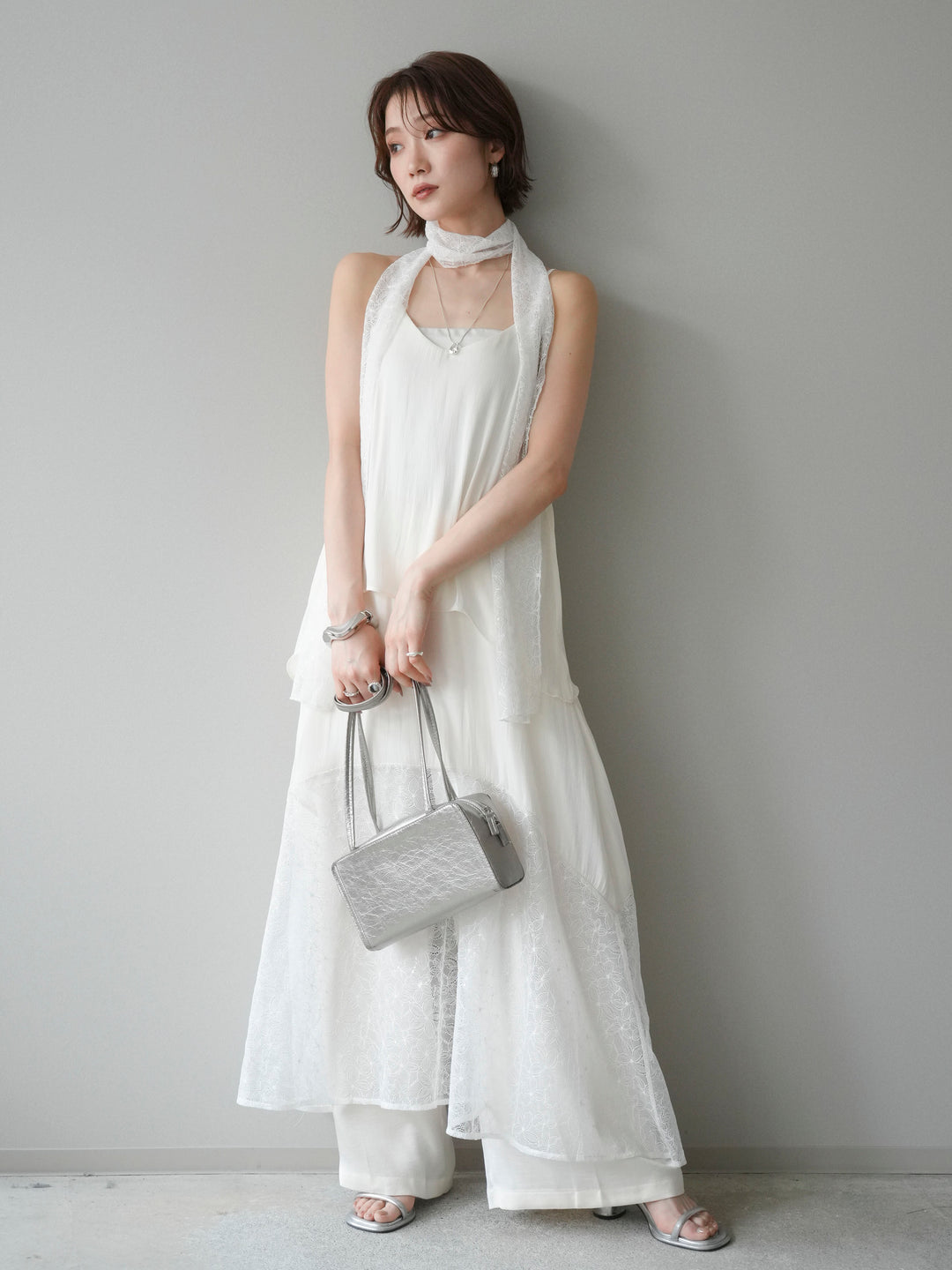 [予約]レースティアードキャミワンピース/white