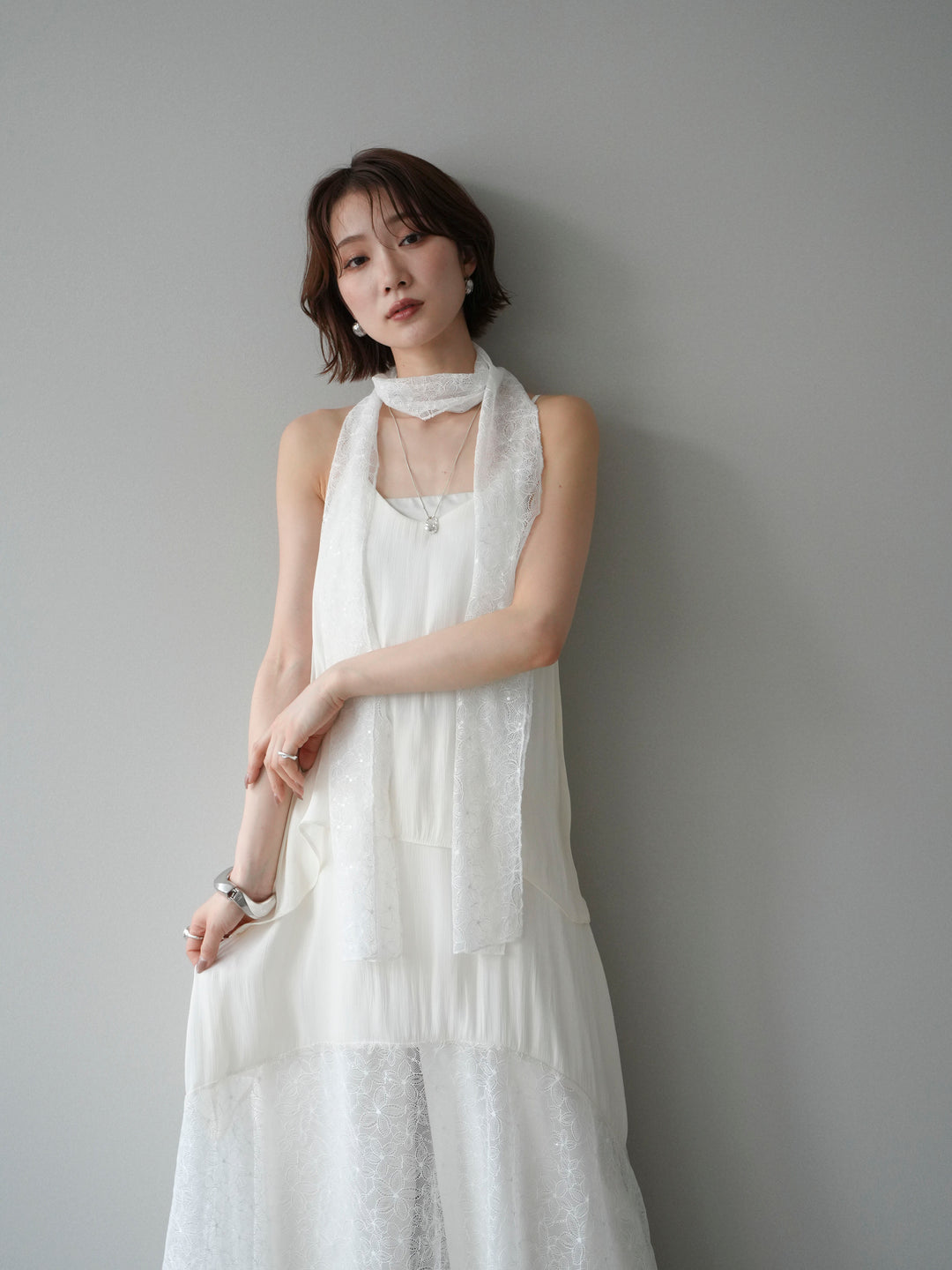[予約]レースティアードキャミワンピース/white