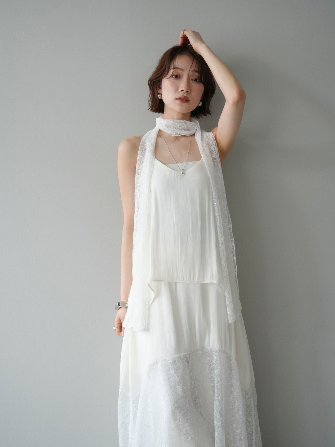 [予約]レースティアードキャミワンピース/white