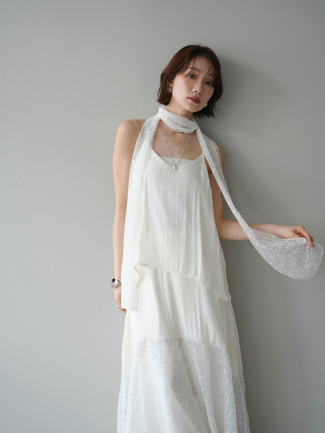 [予約]レースティアードキャミワンピース/white