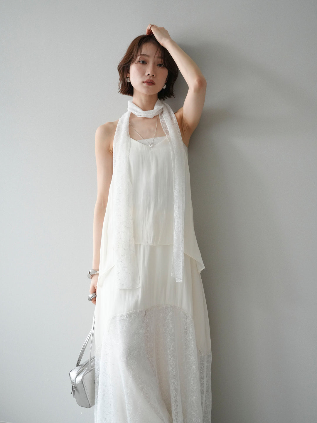 [予約]レースティアードキャミワンピース/white