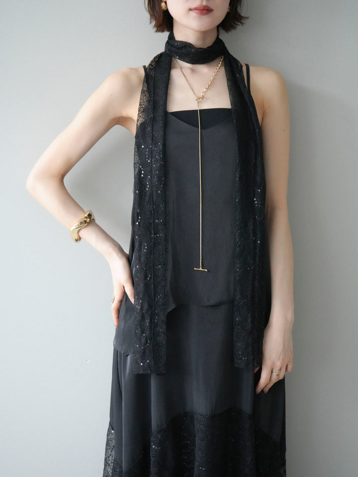 [予約]レースティアードキャミワンピース/black