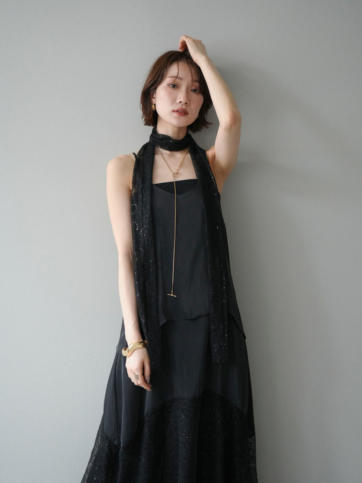 [予約]レースティアードキャミワンピース/black