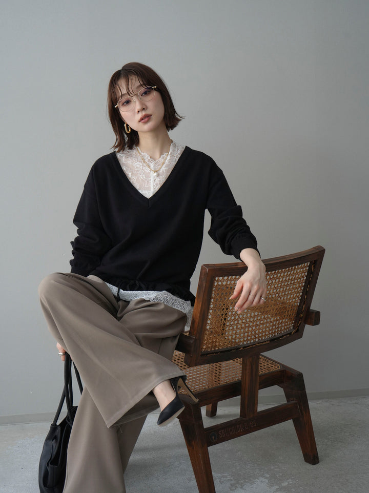 [SET]レーストップ＆フリルニットアンサンブル+選べるアクセセット(2set)