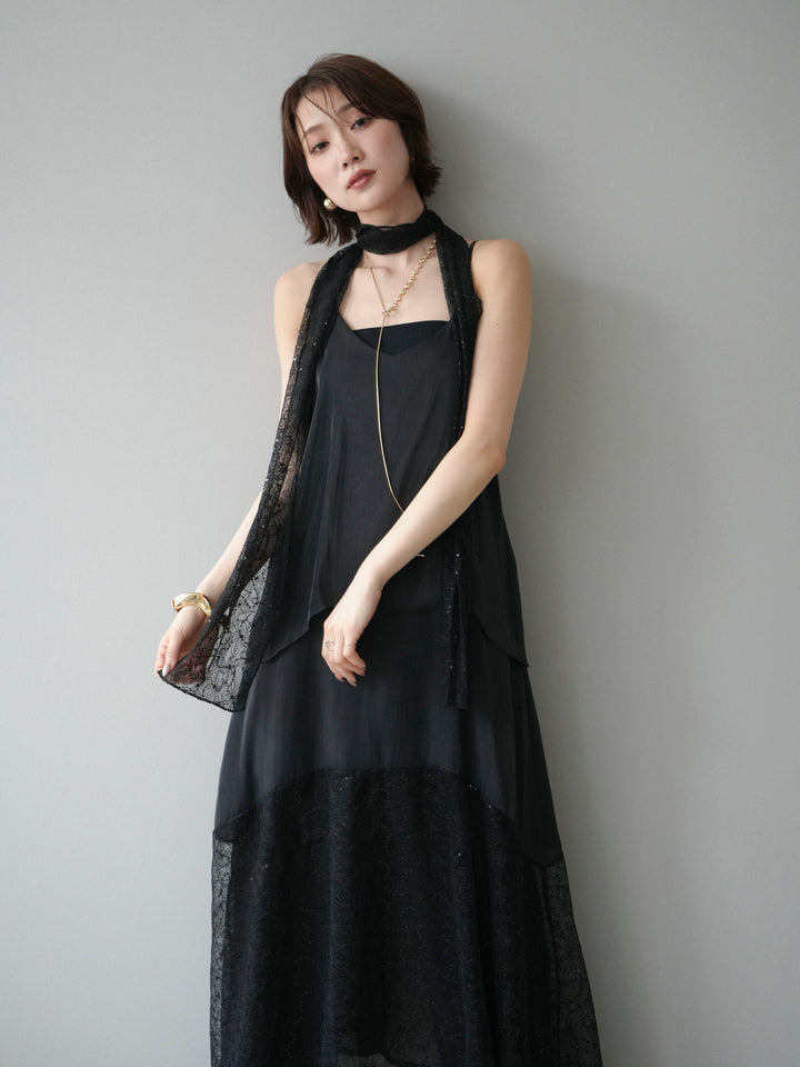 [予約]レースティアードキャミワンピース/black
