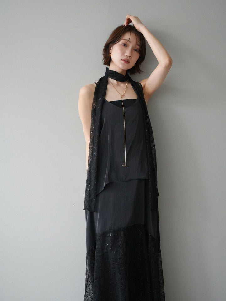 [予約]レースティアードキャミワンピース/black