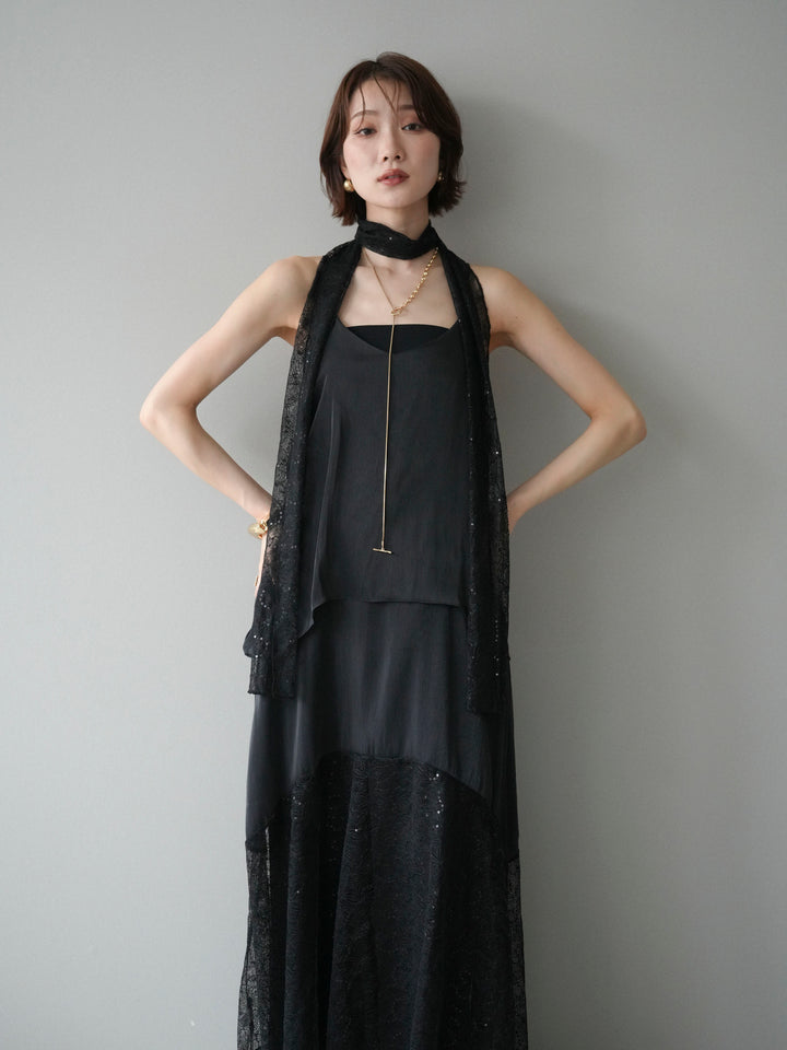 [予約]レースティアードキャミワンピース/black
