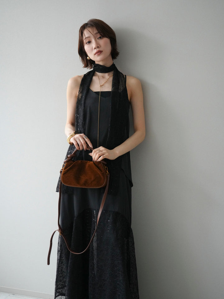 [予約]レースティアードキャミワンピース/black