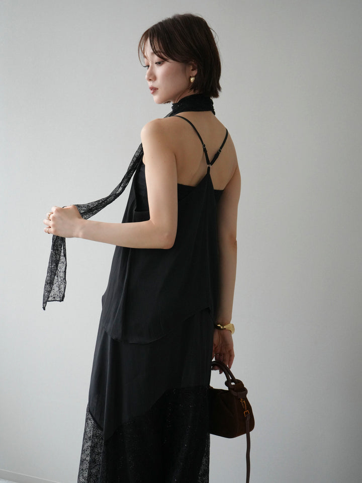 [予約]レースティアードキャミワンピース/black