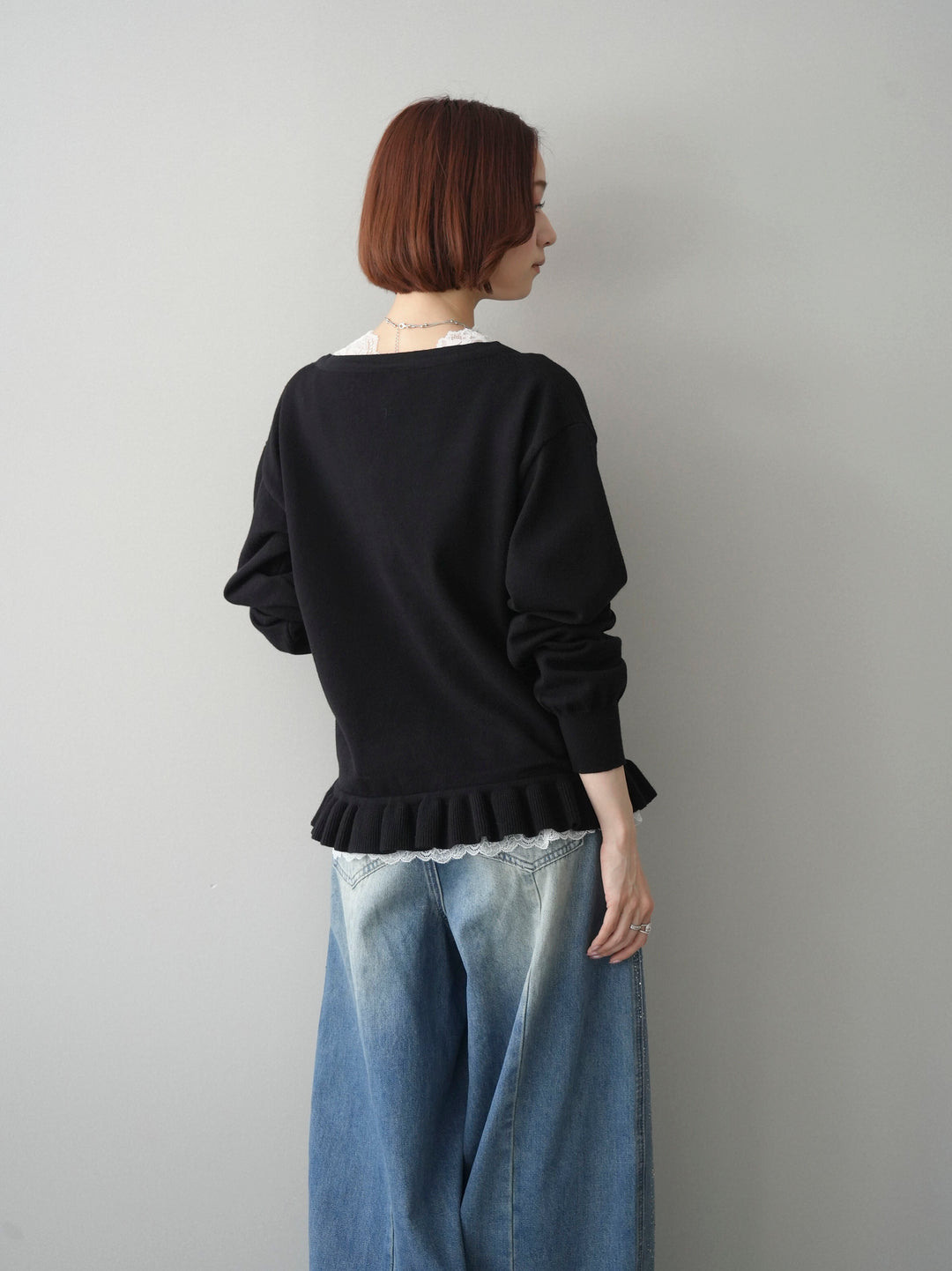 [SET]レーストップ＆フリルニットアンサンブル+選べるアクセセット(2set)