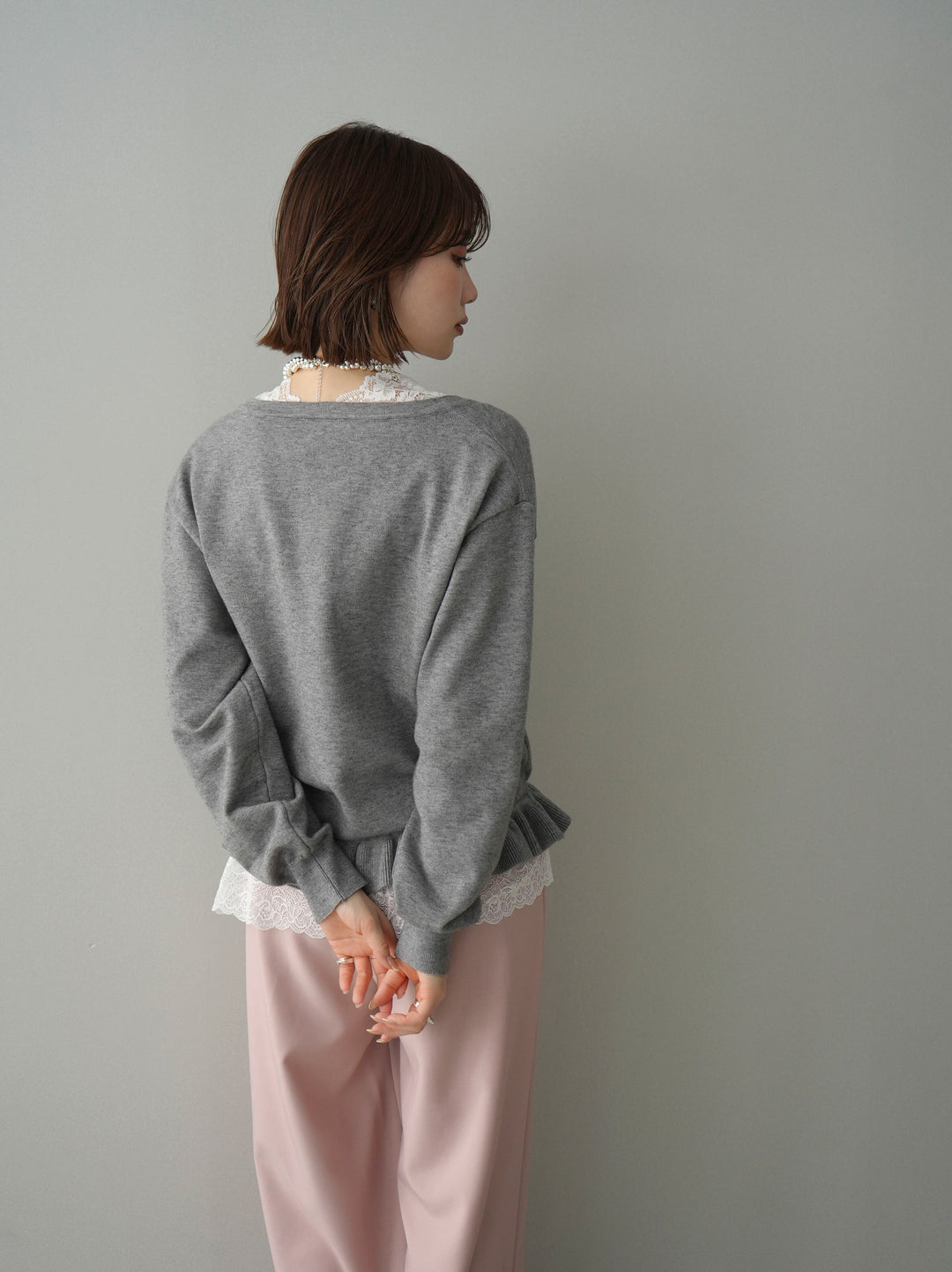 [SET]レーストップ＆フリルニットアンサンブル+選べるアクセセット(2set)