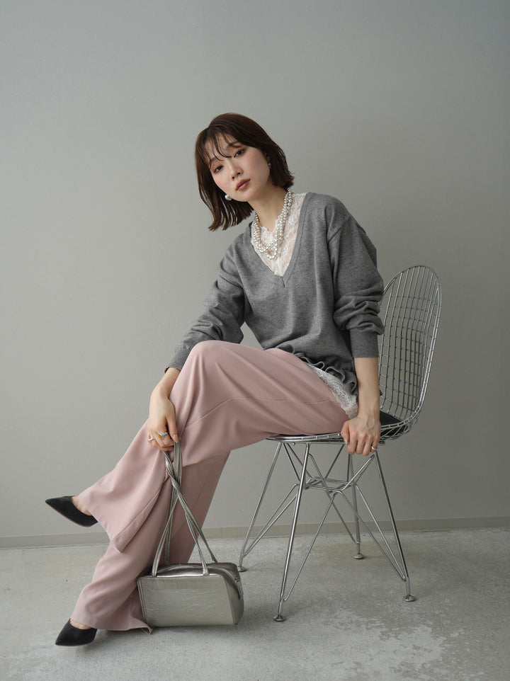 [SET]レーストップ＆フリルニットアンサンブル+選べるアクセセット(2set)