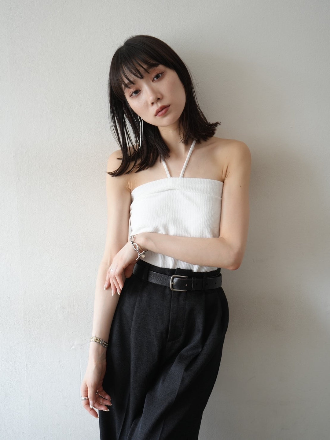 [予約]ホルターネックベアトップキャミソール/オフ