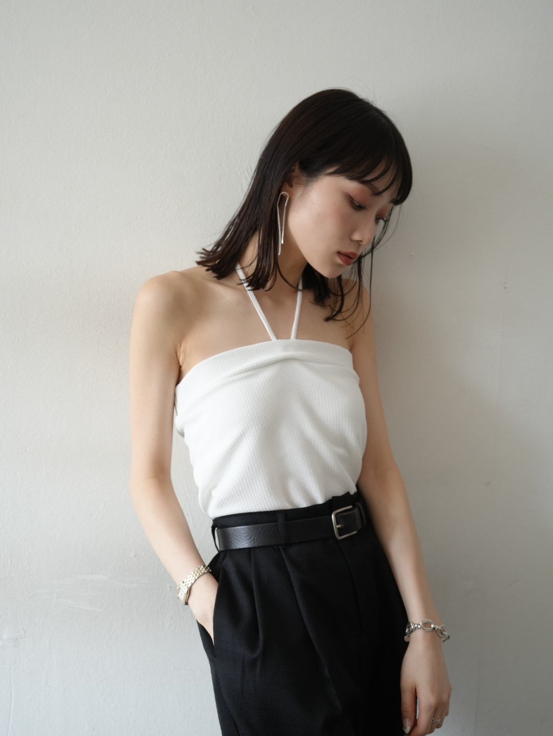 [予約]ホルターネックベアトップキャミソール/オフ