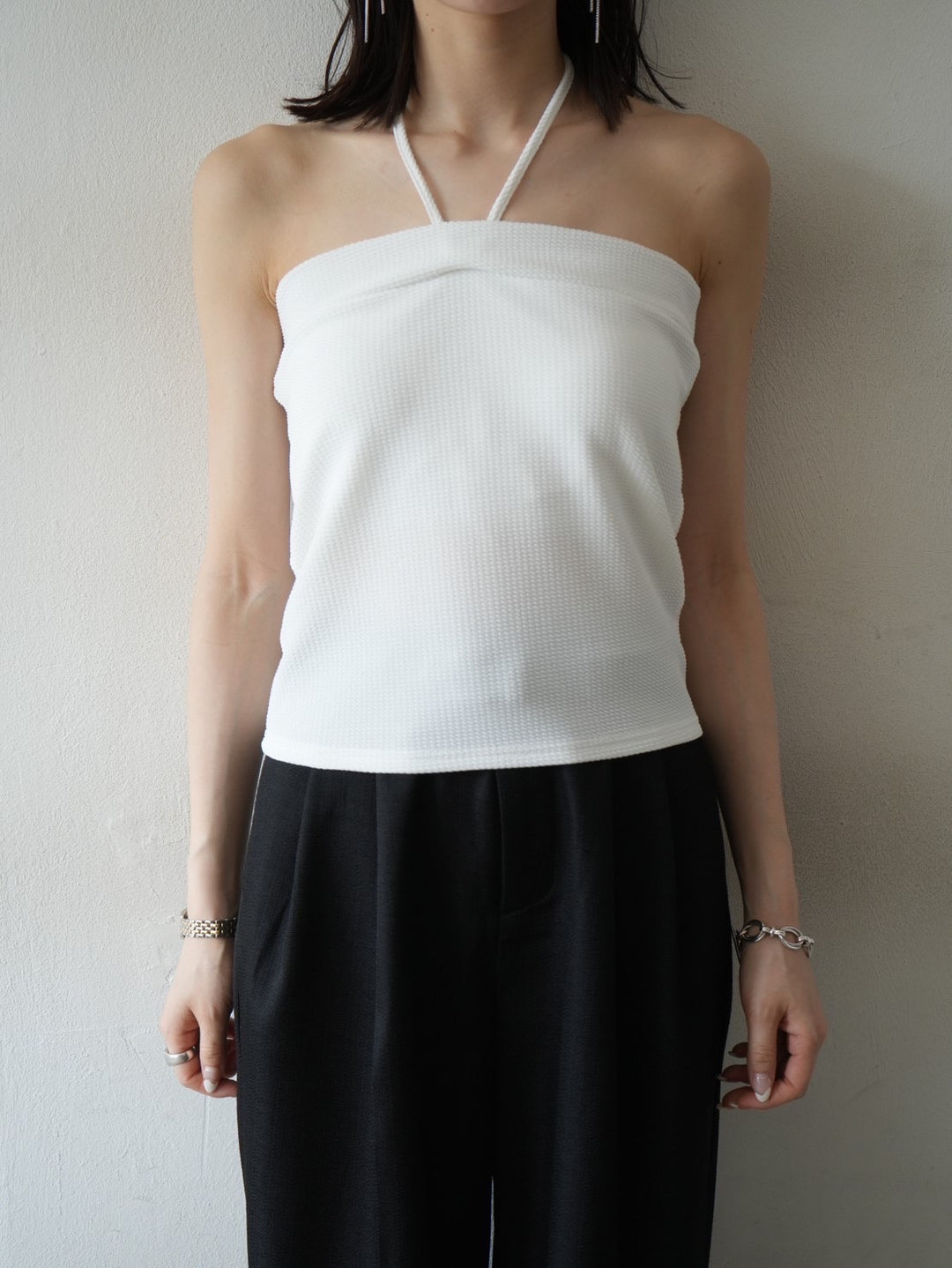 [予約]ホルターネックベアトップキャミソール/オフ