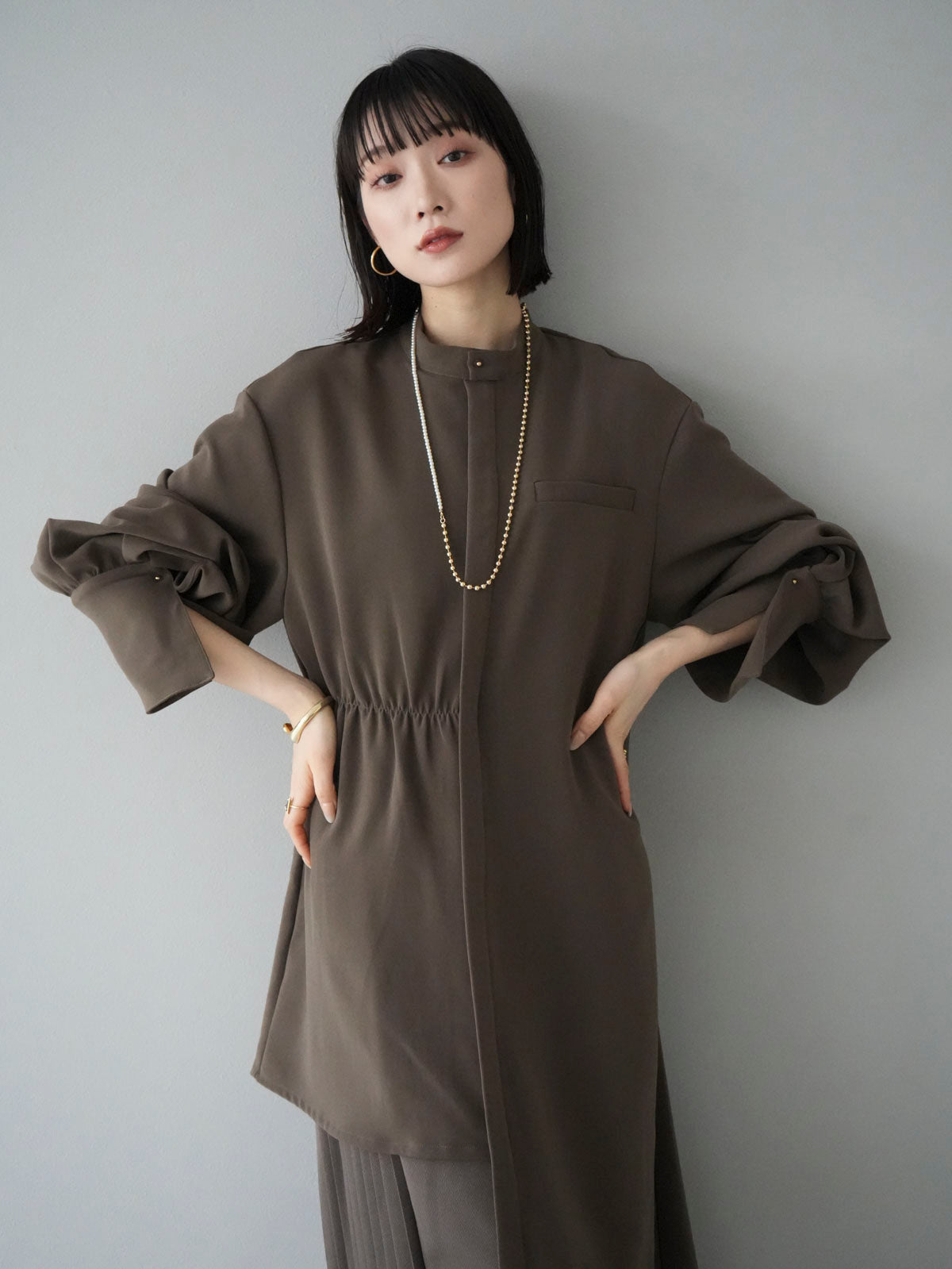 BLOUSE DOCKIG DRESS/カーキ – Lumier