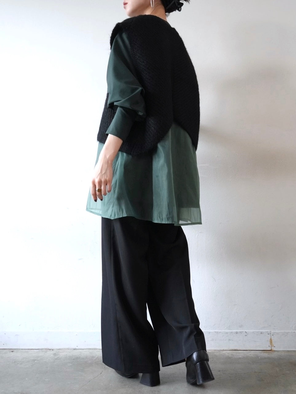 Pre-order] Wool blend design knit vest/black – Lumier