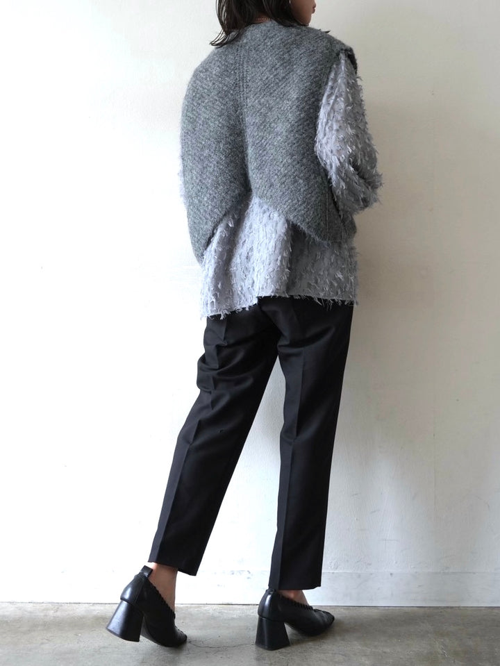 【預訂】羊毛混紡設計針織背心/灰色