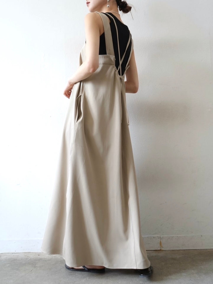 [Pre-order] Back Gathered Sleeveless Dress/Beige
