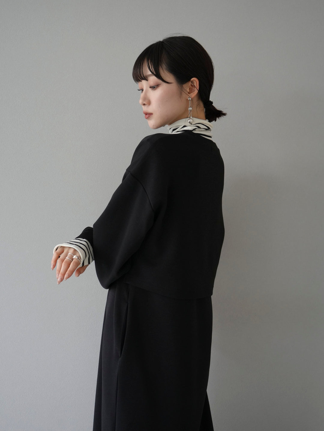 [Pre-order] Ponte crop top ensemble dress/black