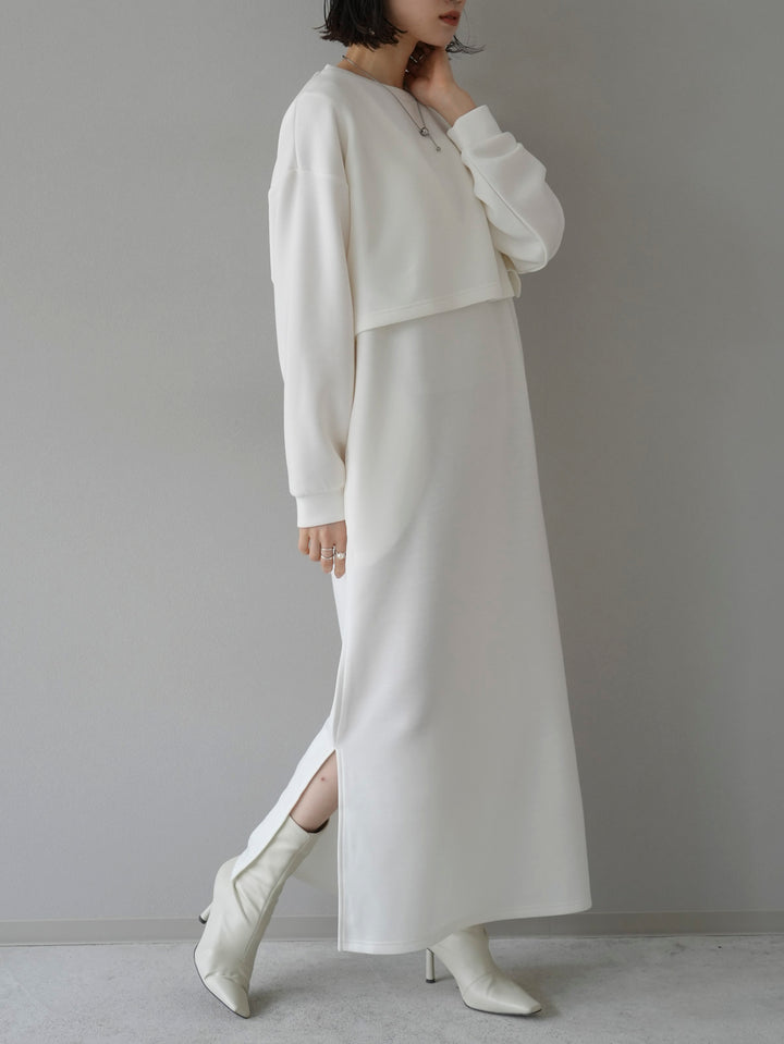 [Pre-order] Ponte crop top ensemble dress/ivory