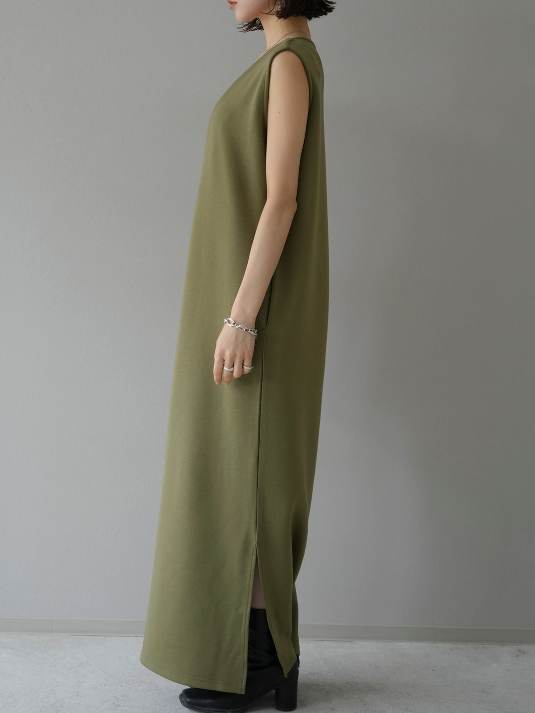 [Pre-order] Ponte crop top ensemble dress/khaki