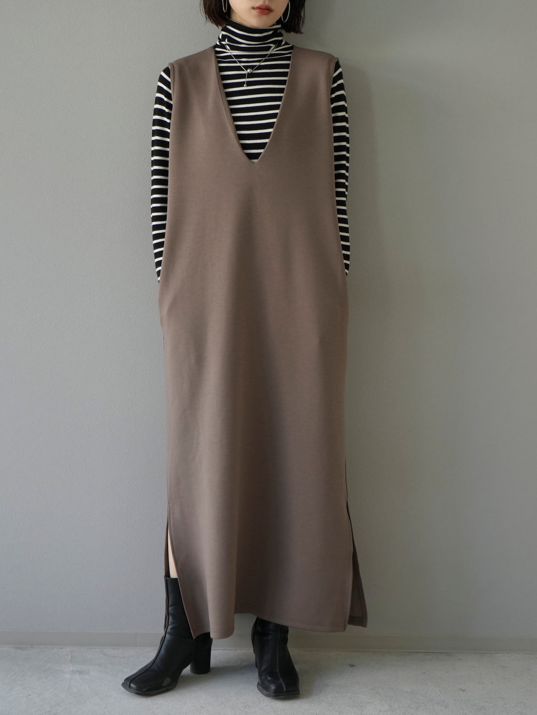 [Pre-order] Ponte crop top ensemble dress/mocha