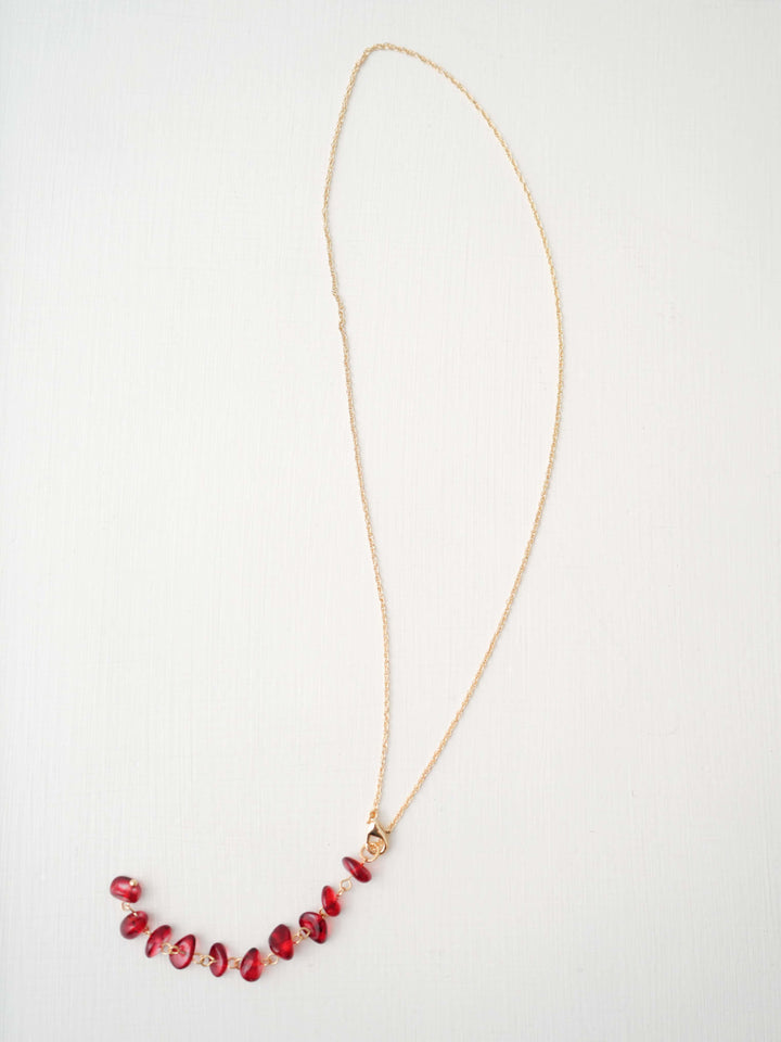 [予約]カラーストーンネックレス/red