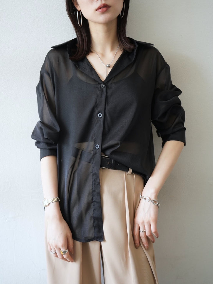 [予約]バックオープンシアーシャツ/ブラック