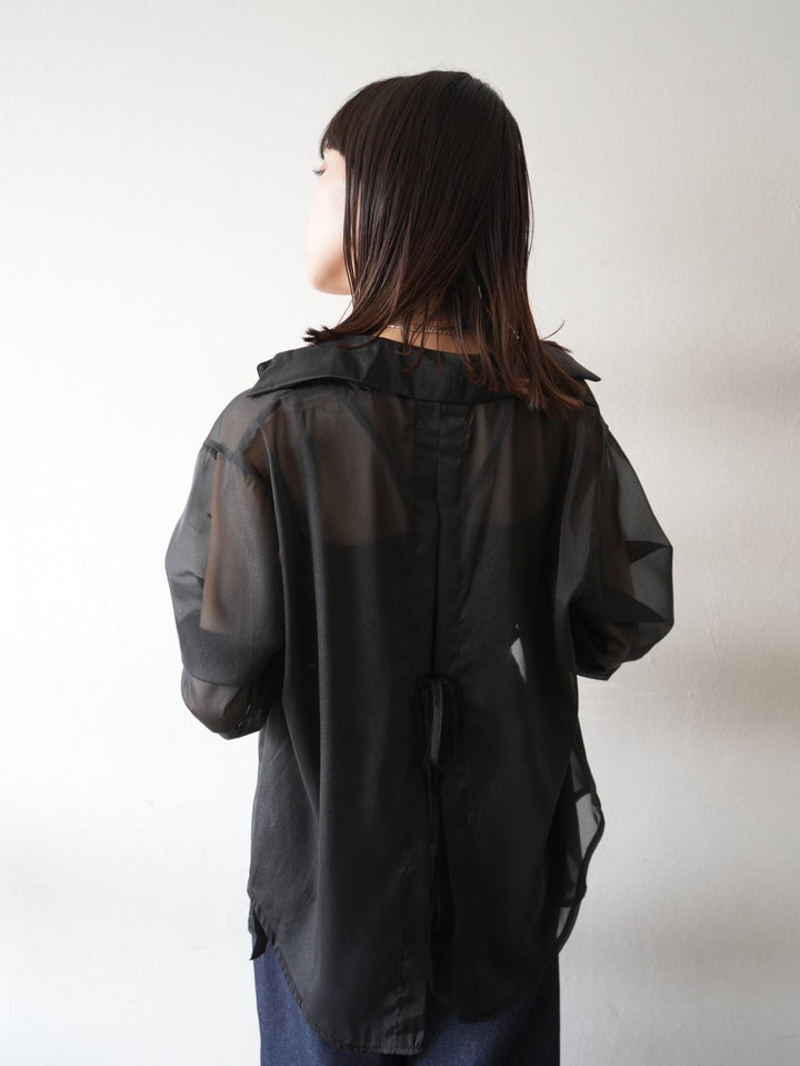 [予約]バックオープンシアーシャツ/ブラック