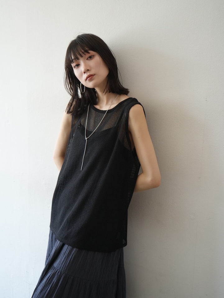 [Pre-order] Wrinkled pleated tiered cami dress/charcoal