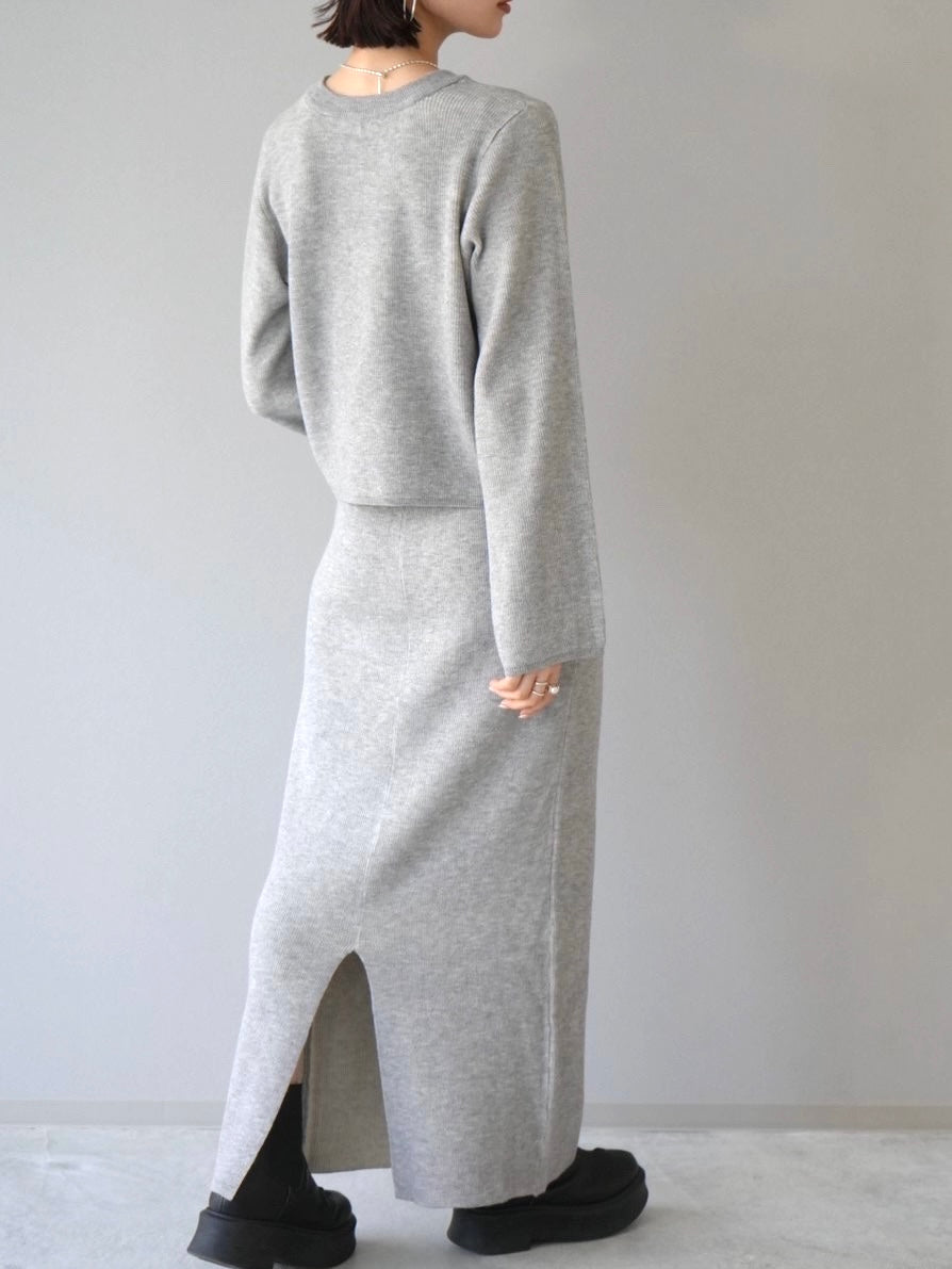 予約]リバーシブル配色リブニットトップス/グレー – Lumier
