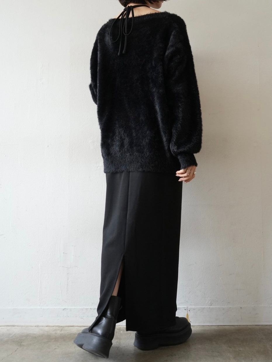 [Pre-order] Pearl button shaggy knit cardigan/black