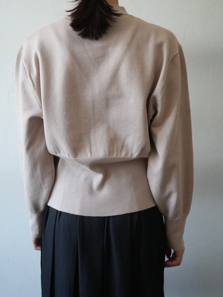 Waist-shape knit cardigan/beige