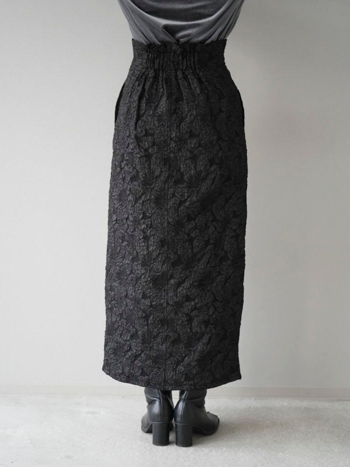 [Pre-order] Front Zip Jacquard Skirt/Black