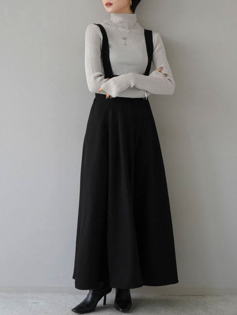 【預訂】2WAY喇叭毛衣裙/黑色