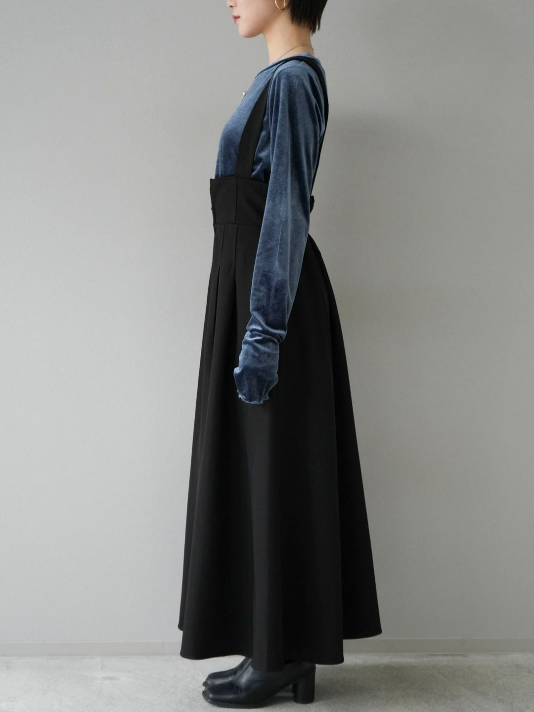 [Pre-order] 2WAY Flare Jumper Skirt/Black