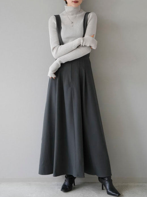 [Pre-order] 2-way flare jumper skirt/charcoal gray