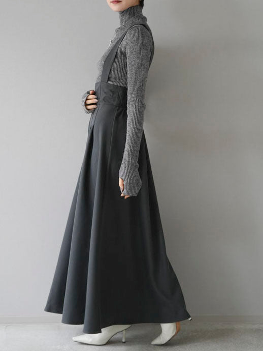 [Pre-order] 2-way flare jumper skirt/charcoal gray