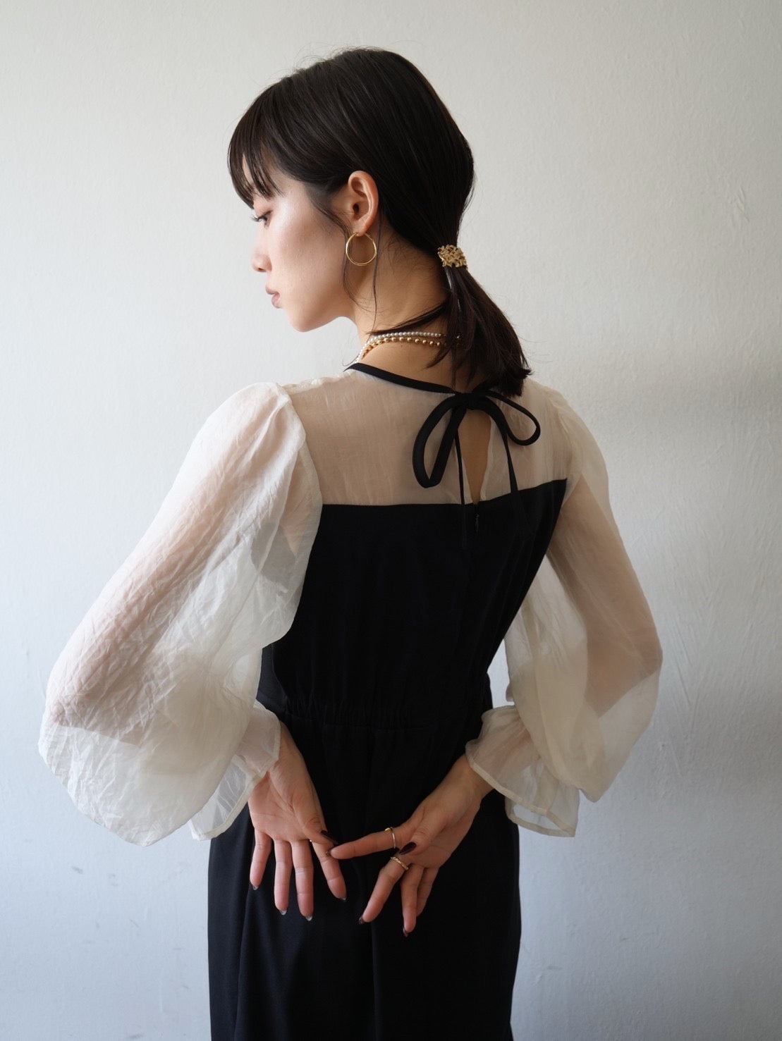 予約]チュールレイヤードドレス/ブラック – Lumier