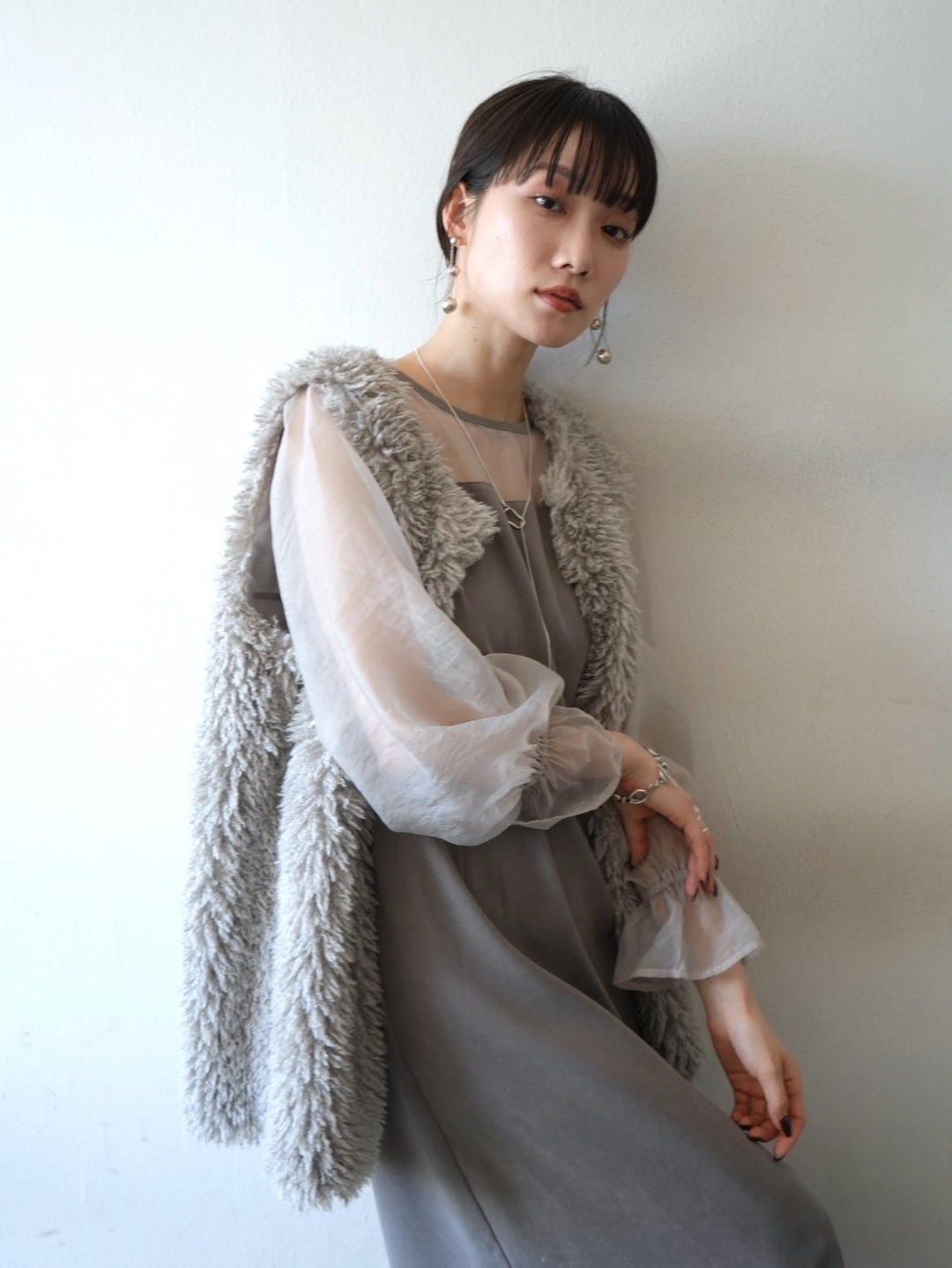 [Pre-order] Tulle layered dress/gray