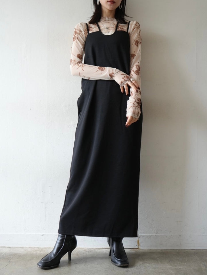 [Pre-order] Design neck backless camisole dress/black