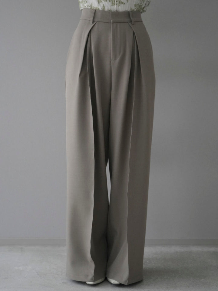 [Pre-order] Design tuck wide pants/beige