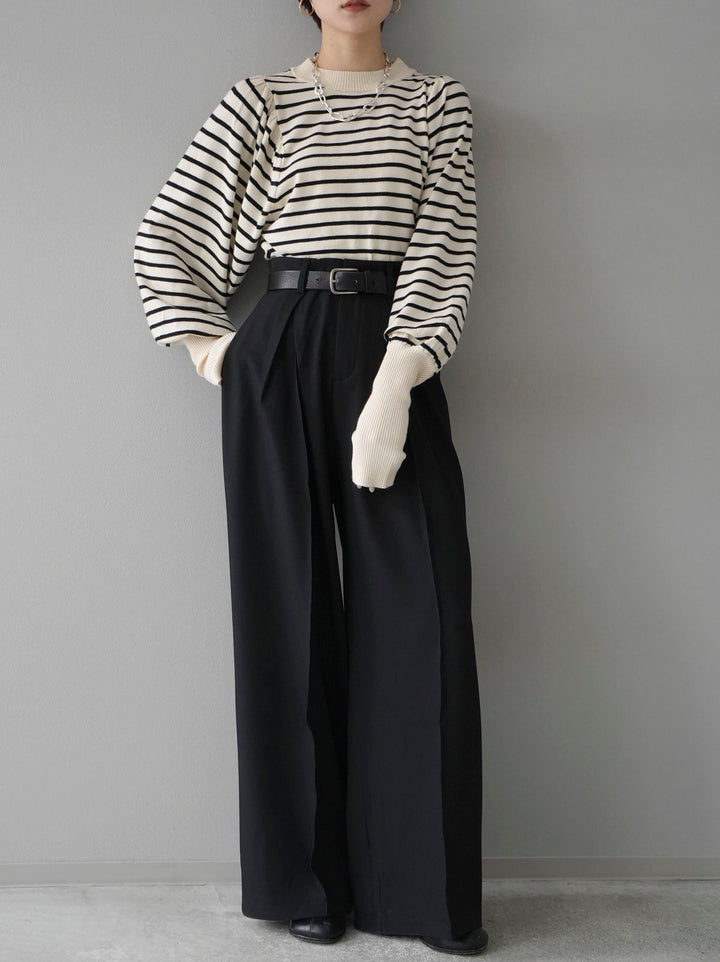 [Pre-order] Design tuck wide pants/black