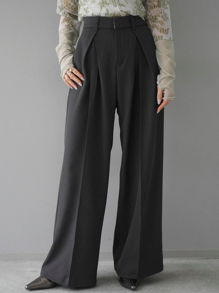 [Pre-order] Design tuck wide pants/charcoal